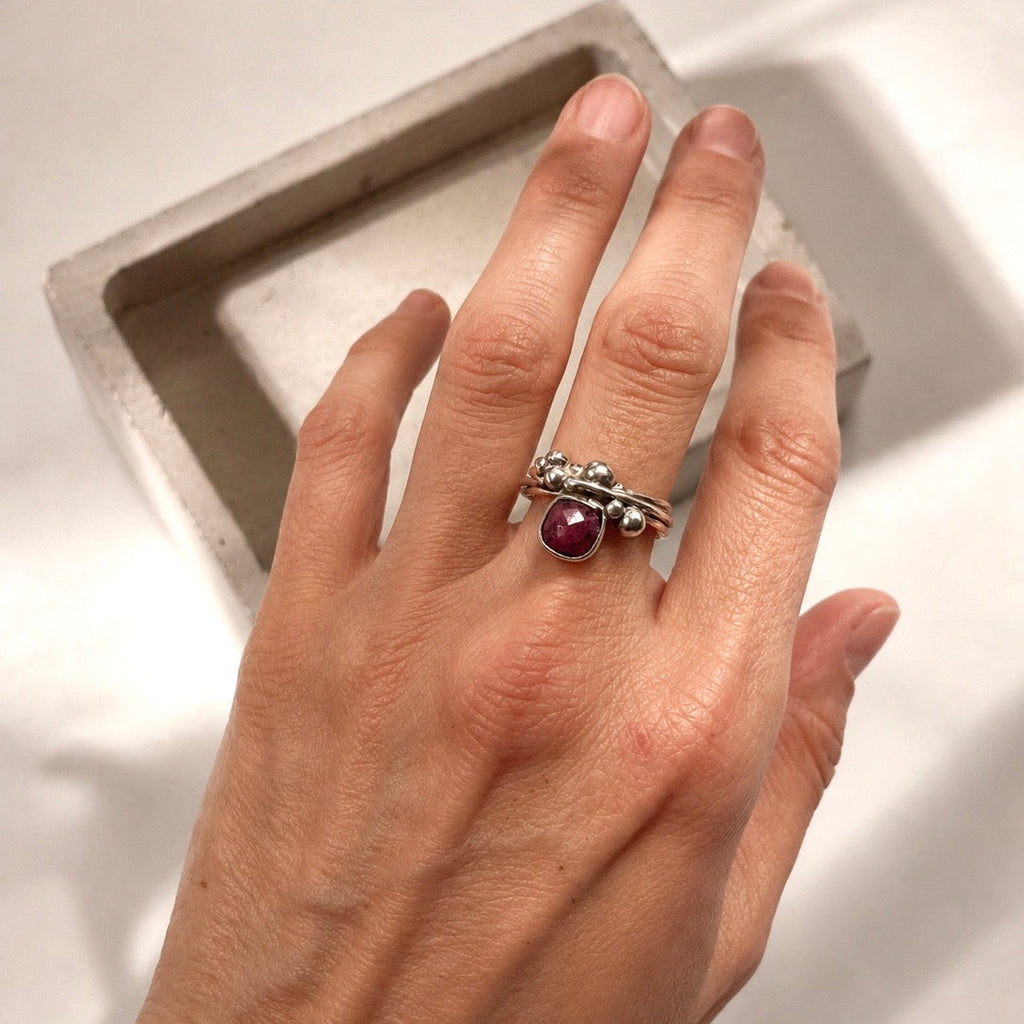 Anello Argento | Rubino