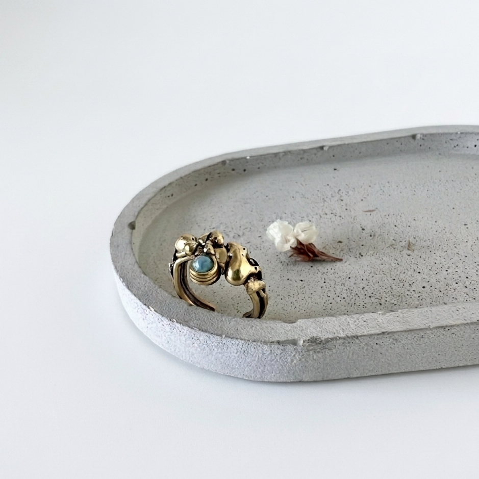 Anello Ottone | Acquamarina