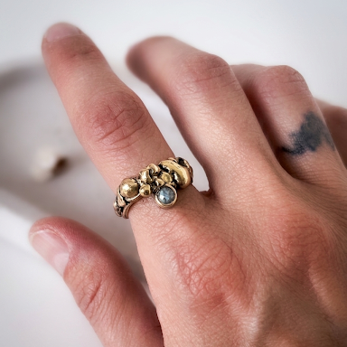 Anello Ottone | Acquamarina